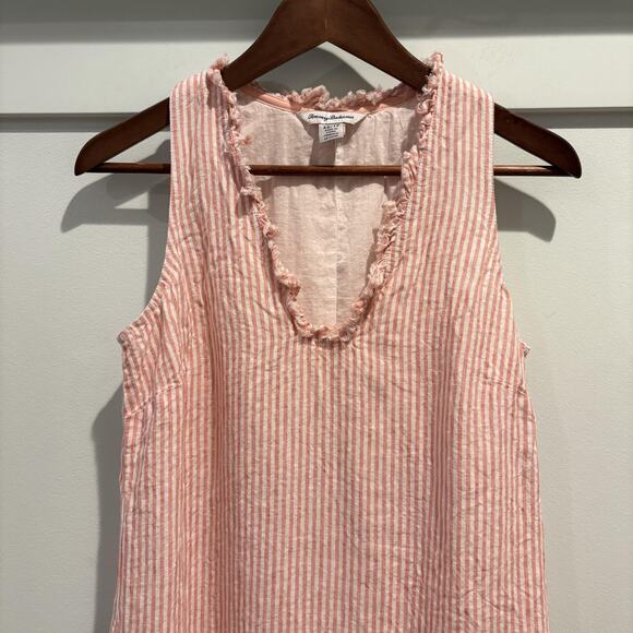 Tommy Bahama Dress Women XS Linen Sleeveless Striped Pockets Resort Coastal - Picture 3 of 12